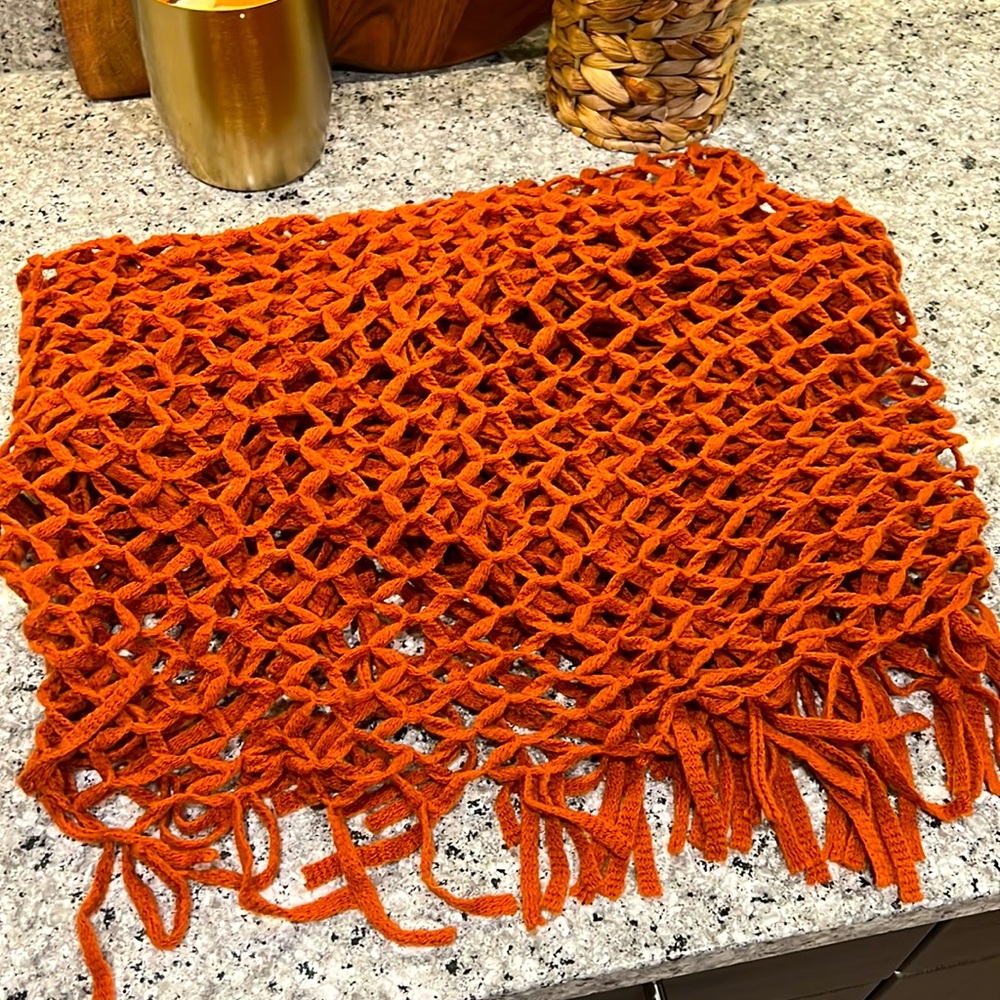Fringed Orange Chunky Scarf